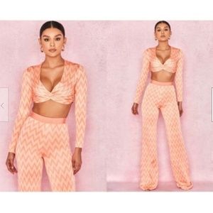 House Of CB Bertille Peach ZigZag Bandage Top